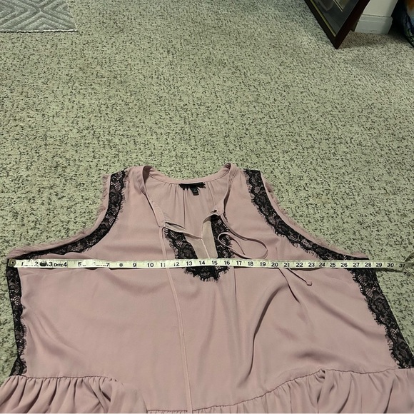 Lane Bryant Pink Chiffon Black Lace Accent Tiered Drop-Waist Peplum Top Size 28 - Picture 8 of 10